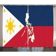thumbnail image 1 of Ambesonne Phillipine Curtains 2 Panel Set, Map and Flag of Country, 108" x 108", Multicolor, 1 of 3