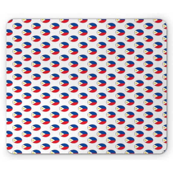 Phillipine Mouse Pad, Pattern from the Circles with Flag of Philippines National Graphic, Rectangle Non-Slip Rubber Mousepad, Multicolor, by Ambesonne