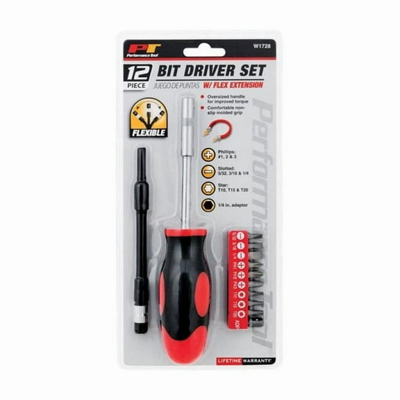 Phillips Assorted Sizes Chrome Vanadium Steel Red Bit Driver, 12 Piece