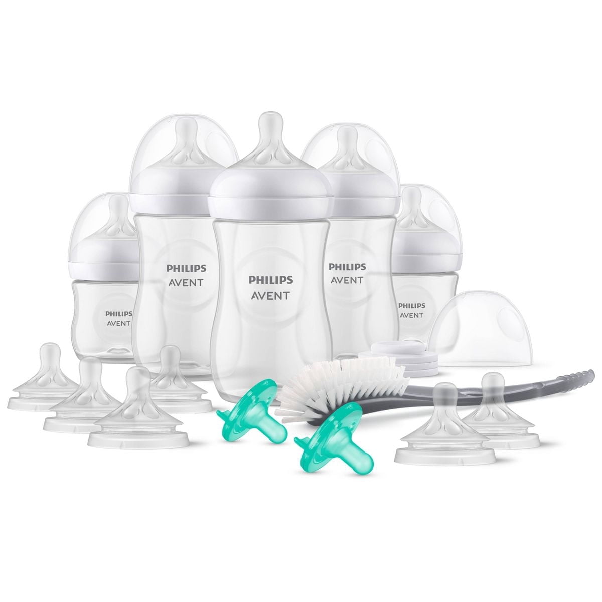 Phillips Avent Baby Bottle with Response Nipple Newborn Gift Set - Clear - 17pc: BPA-Free, Includes Bottle Brush
