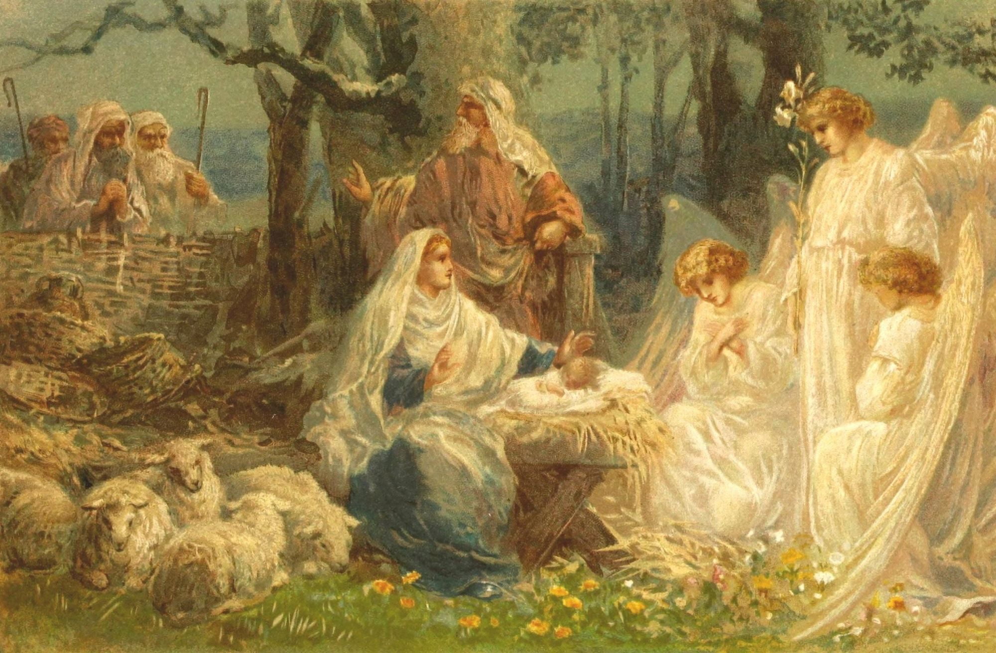 Phillips Brookss Poems 1890 Nativity scene Canvas Art - Unknown (18 x 24)
