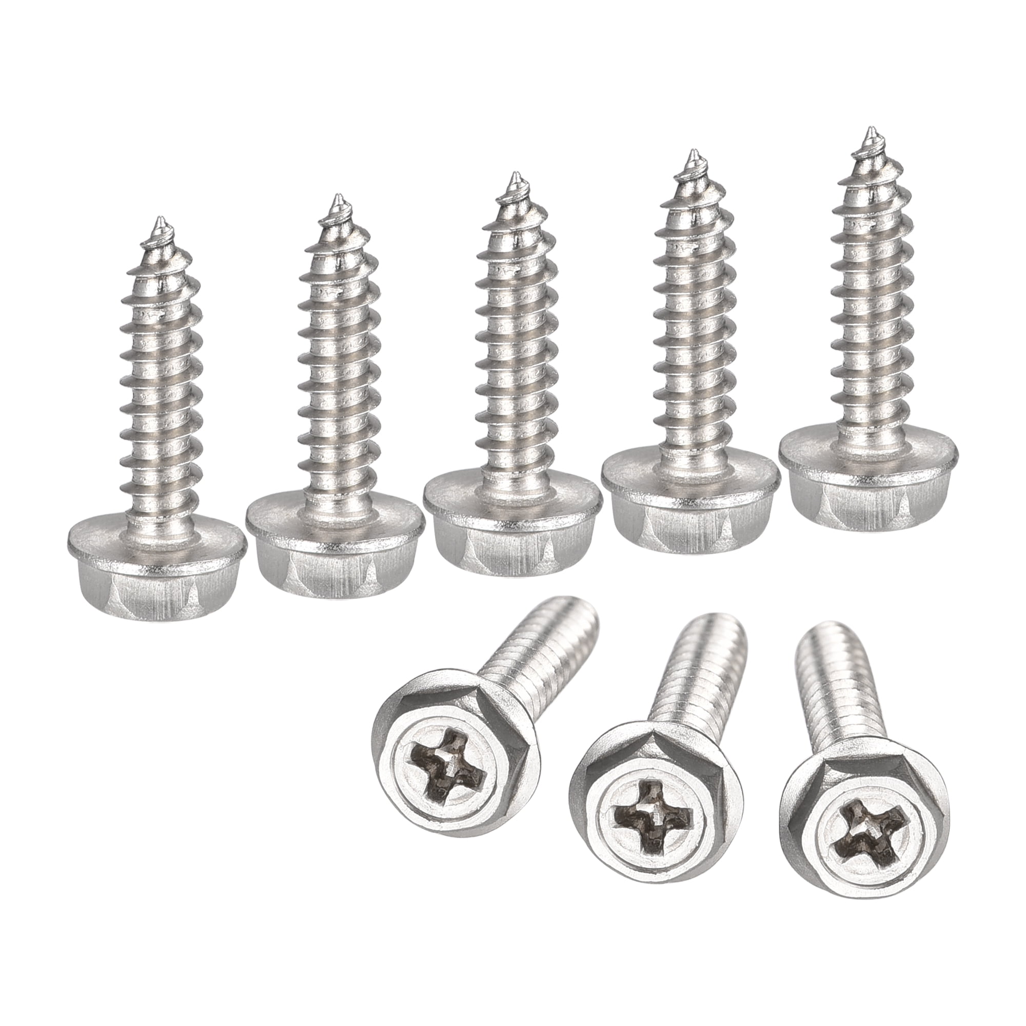 Uxcell M6 X 12mm 304 Stainless Steel Phillips Hex Head Bolts With Nuts & Washers - 8 Sets