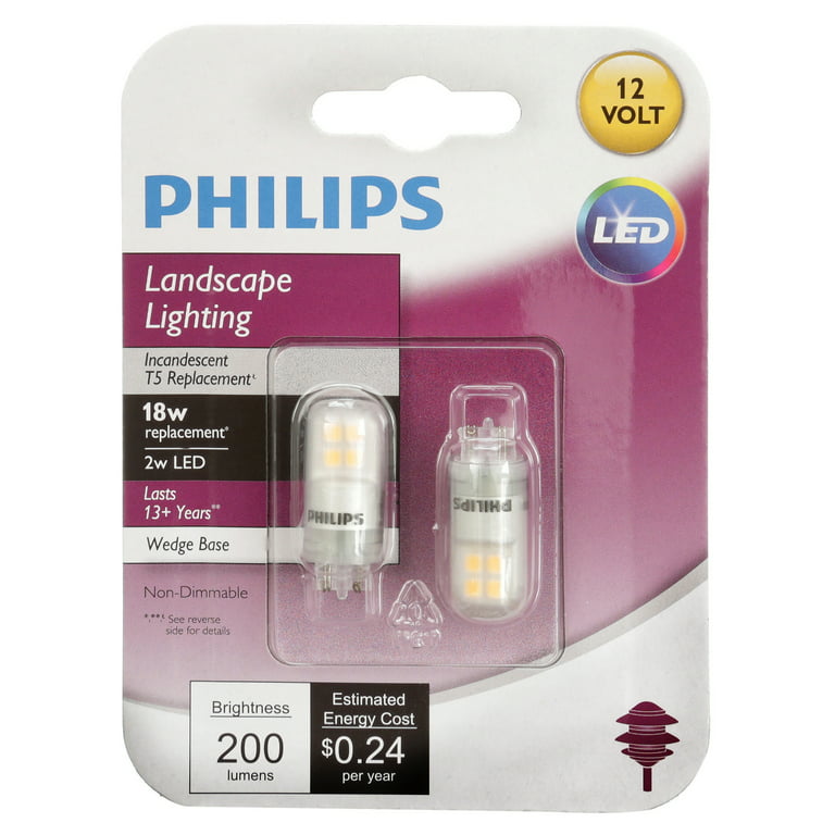 Phillips LED T5 18-Watt Landscape Clear with T5 Wedge Base (2-Pack) Walmart.com