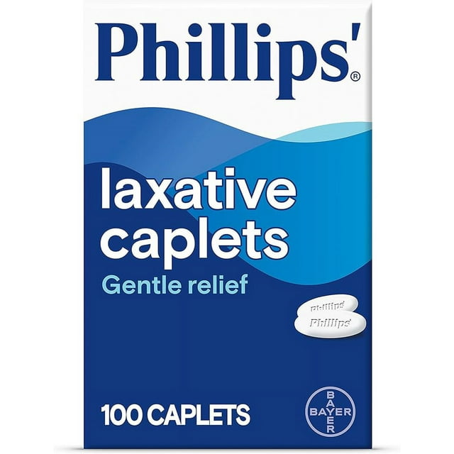 Phillips' Laxative Caplets, With Naturally Sourced Magnesium Supplement for Gentle Relief of Occasional Constipation, Cramp and Stimulant Free Laxatives, 100 Caplets