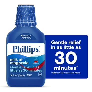 Phillips' Milk of Magnesia Liquid Laxative, Wild Cherry Flavor, Constipation Relief, 26 Fluid Ounces