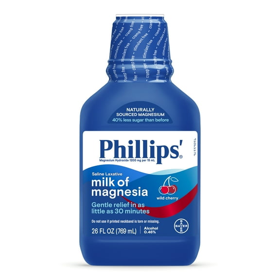 Phillips' Milk of Magnesia Liquid Laxative, Wild Cherry Flavor, Constipation Relief, 26 Fluid Ounces