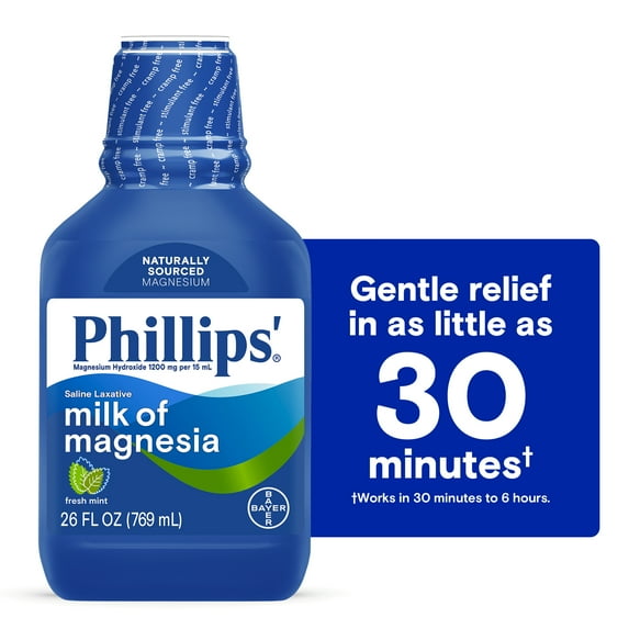 Phillips' Milk of Magnesia Liquid Laxative, Fresh Mint Flavor, 26 fl oz
