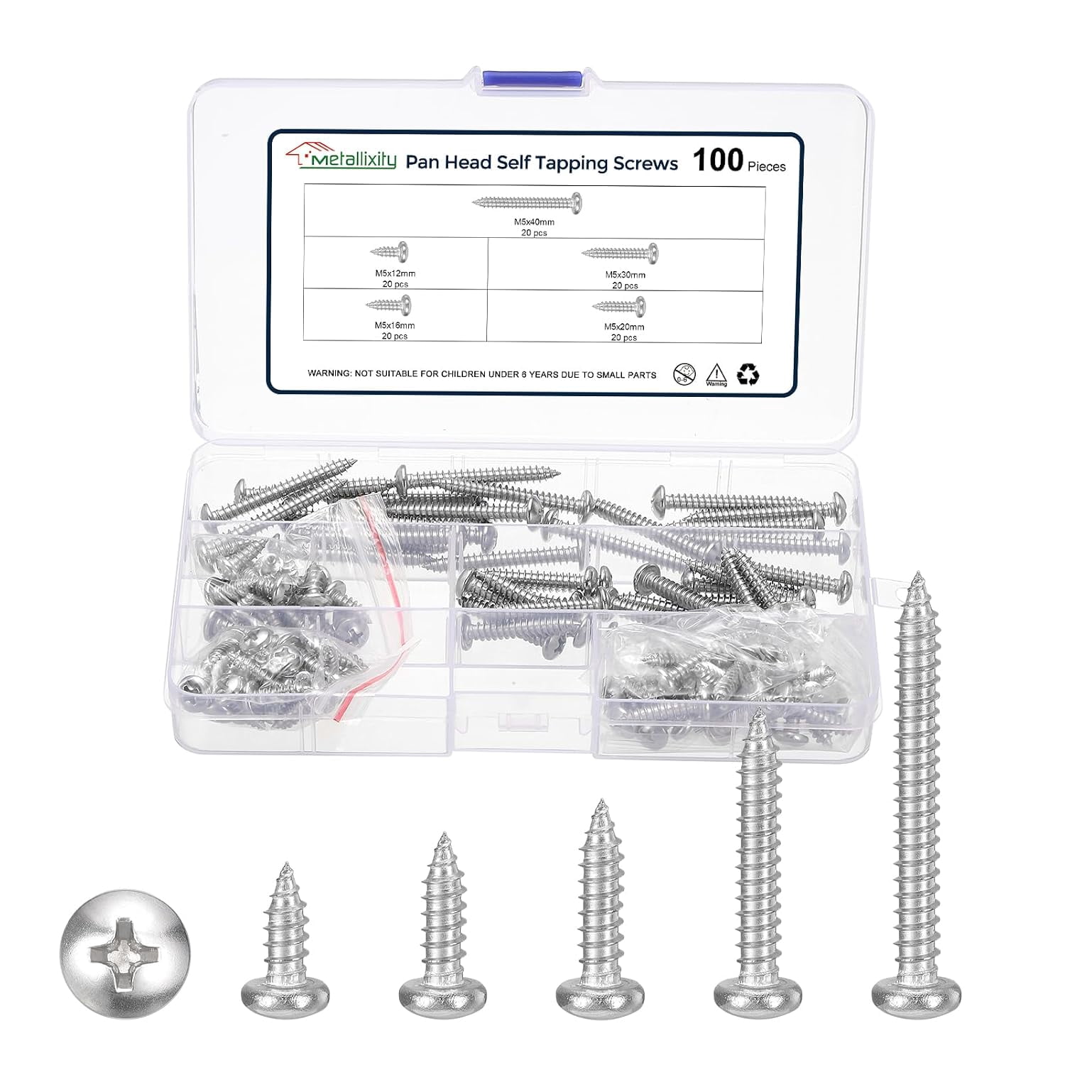 Phillips Pan Head Self Tapping Screw 304 Stainless Steel 100Pcs ...