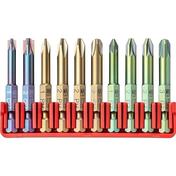 Phillips Pozidriv Pozi/Slotted Combination Bit Block PB E6.712 CN | 100% Swiss Made | 10-Piece Bit Set with Long E6 1/4"  Coded PrecisionBits$$Tools & Hardware Other