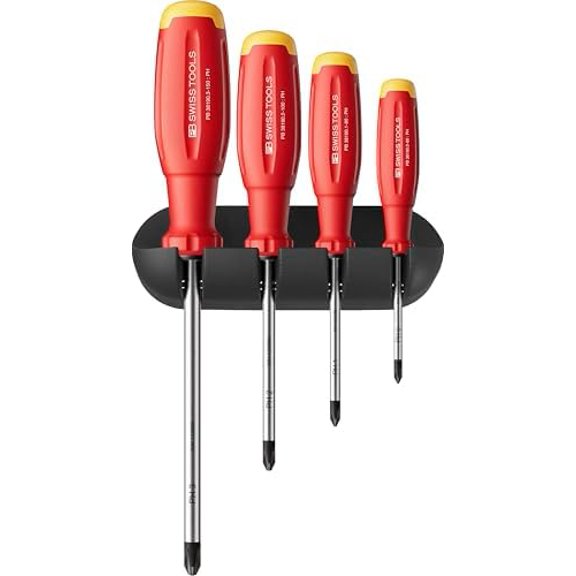 Phillips Screwdriver Set PB 38242.CBB | 100% Swiss Made | 4-Piece SwissGrip Evo Screwdriver Set, Size PH 0-3, Including Practical Wall Mount$$Tools & Hardware Other