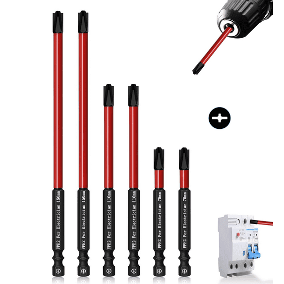 Phillips Slotted Bit for Electricians, Tonsiki 6PCS Slotted Phillips Cross Head Screwdriver Bit Sets for Electrician FPH2 #2 Phillips Bit