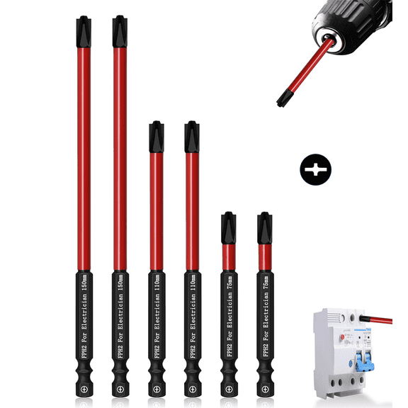 Phillips Slotted Bit for Electricians, Tonsiki 6PCS Slotted Phillips Cross Head Screwdriver Bit Sets for Electrician FPH2 #2 Phillips Bit