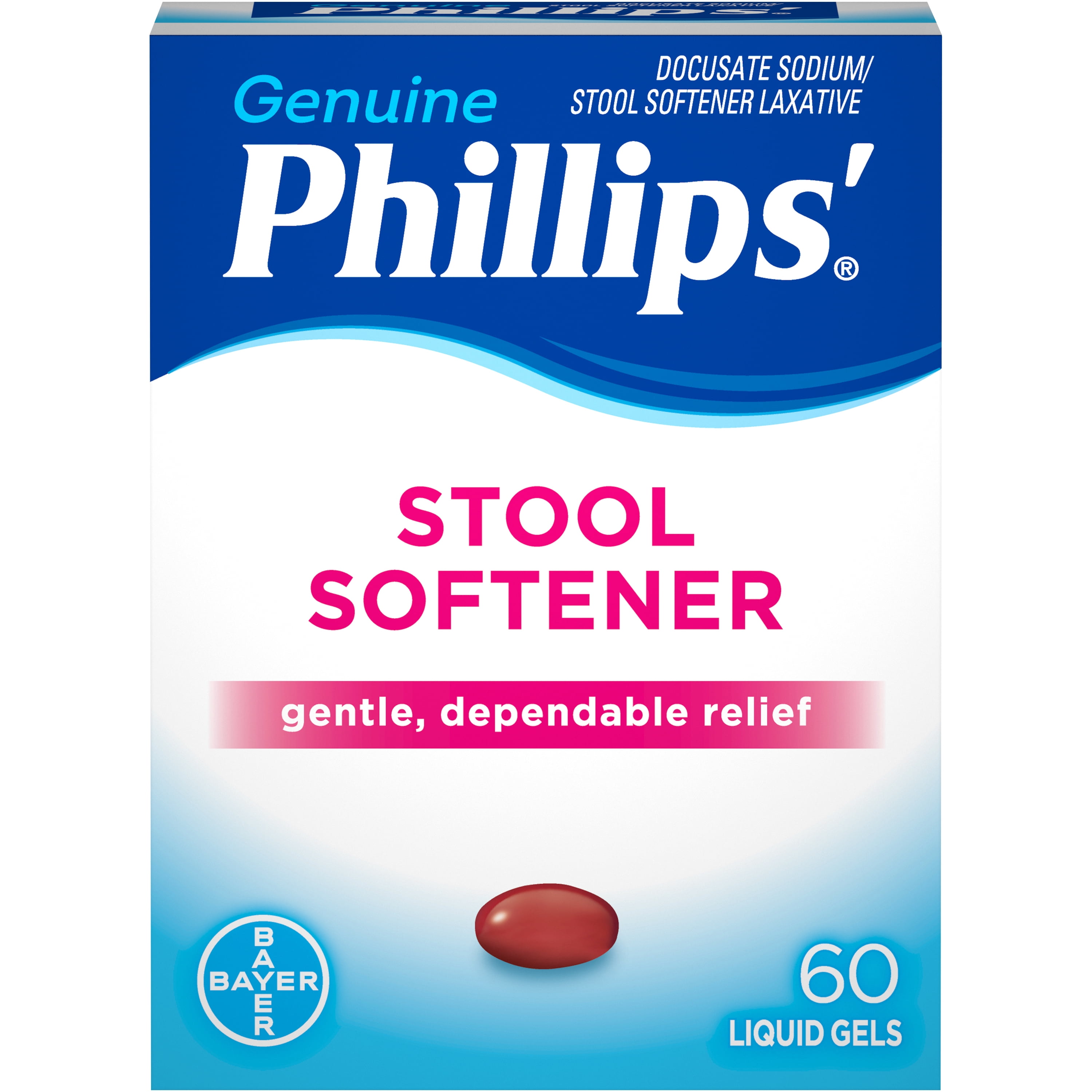 Phillips' Stool Softener Laxative Liquid Gels, 60 Count