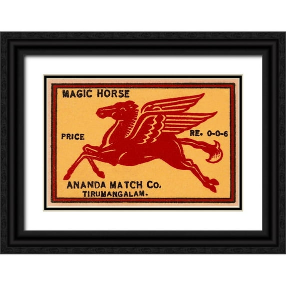 Phillumenart 14x11 Black Ornate Wood Framed with Double Matting Museum Art Print Titled - Magic Horse Matches