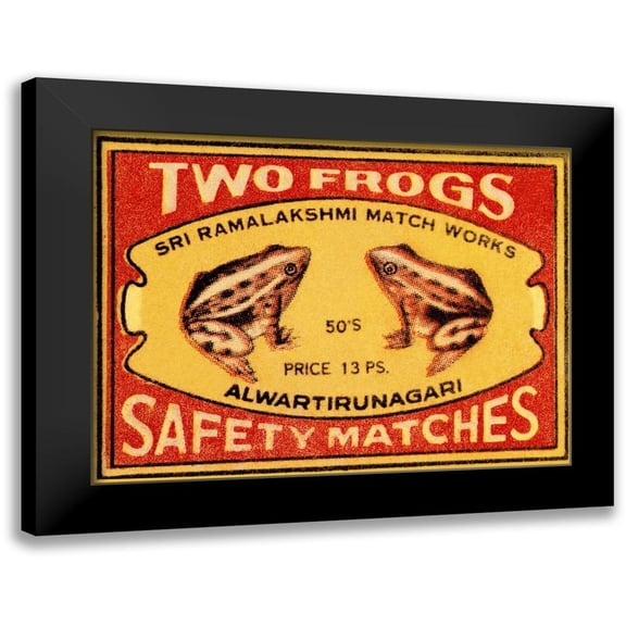 Phillumenart 14x12 Black Modern Framed Museum Art Print Titled - Two Frogs Safety Matches