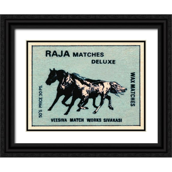 Phillumenart 14x12 Black Ornate Wood Framed with Double Matting Museum Art Print Titled - Raja Matches Deluxe