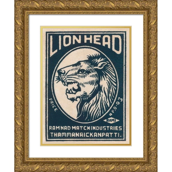 Phillumenart 15x18 Gold Ornate Wood Framed with Double Matting Museum Art Print Titled - Lion Head
