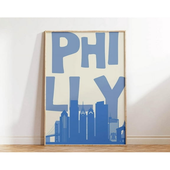 Philly Art Print Vintage Philadelphia Wall Art Retro Poster Minimalist Wall Art Philadelphia Poster Trendy Home Decor Art Blue Wall Art, Modern Wall Decor, 8x12 UNFRAMED