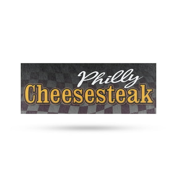 Philly Cheesesteak Vinyl Decal 48 Inch x 18 Inch Weatherproof Heavy-Duty Adhesive Backing | Authentic Recipes, Fresh Ingredients, Restaurant Promotions | Made in USA