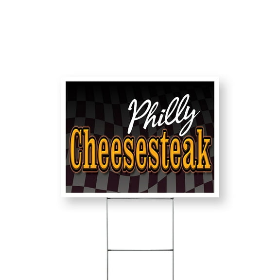 Philly Cheesesteak Yard Sign 12 Inch x 16 Inch Single Sided Weatherproof Heavy-Duty Plastic with Stake | Authentic Recipes, Fresh Ingredients, Restaurant Promotions | Made in USA