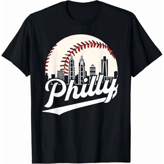 Philly Cityscape Baseball Philadelphia Skyline Retro Vintage Gift Unisex T-Shirt