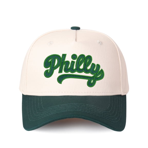 Philly Letter Embroidered Color Block Trucker Hat Unisex Adjustable Cotton Breathable Fashion Cap for Travel Daily Wear
