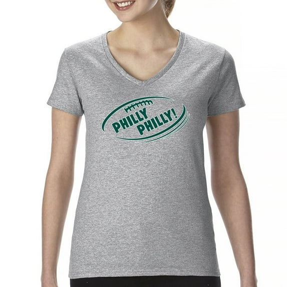 Philly Philly Funny Women's V-Neck T-shirt Philadelphia Fan Football League Ball Game Champs City of Brotherly Love Tee