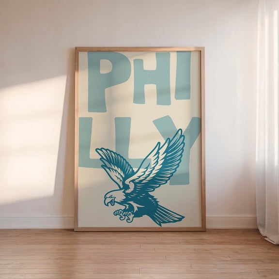 Philly Poster Retro Teal Bird Illustration Wall Art Pennsylvania Home Decor 7 Unframed Paper Print