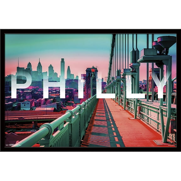 Philly - Skyline Wall Poster, 22.375" x 34", Framed
