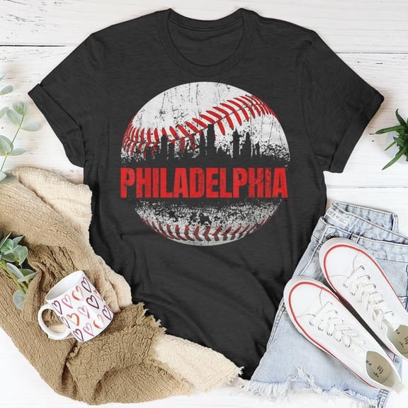 Philly Souvenir City Downtown Skyline I Love Philadelphia Graphic Tee for Unisex Adults, Soft Cotton Top for Casual Outfits, Travel Memories, Local Pride, and Everyday Wear, Size S, Color Black