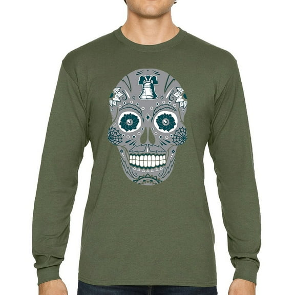 Philly Thing Sugar Skull Long Sleeve T-shirt Day of the Dead Dia de los Muertos