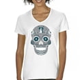 thumbnail image 1 of Philly Thing Sugar Skull Women's V-Neck T-shirt Day of the Dead Dia de los Muertos, 1 of 7