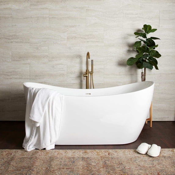 Philo 67 Inch Acrylic Double Slipper Freestanding Tub