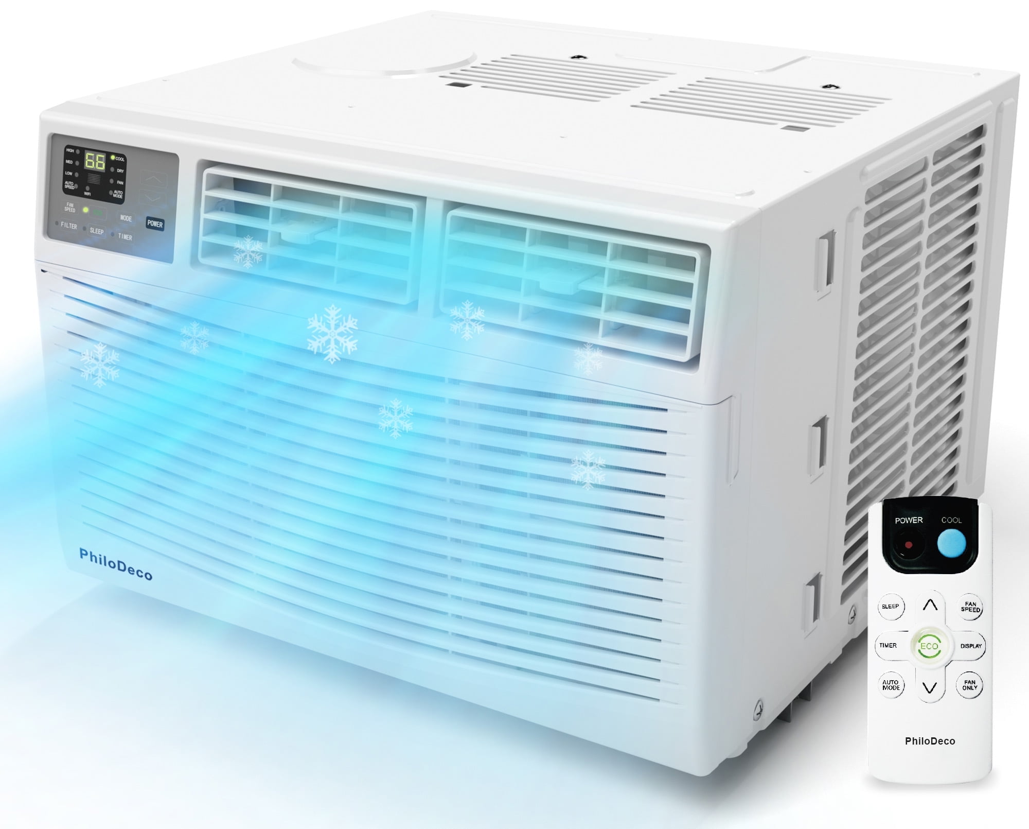PhiloDeco 10000 BTU Window Air Conditioner 450 sq ft. Intelligent AC, LED Display Screen, with Remote Control, Can be Used as a Dehumidifier/Fan, Operates Quietly, Energy-Saving. Timer  Sleep and EC