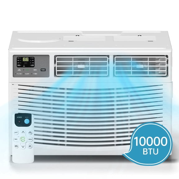 10000 BTU Smart Window Unit 450 sq. ft. Cooling Area, LED Display, Remote Included, 3 Operation Modes (AC/Dehumidifier/Fan)