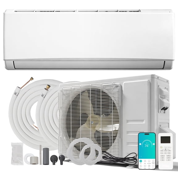 PhiloDeco 115V Ductless Mini Split Heat Pump System – 11500 BTU WiFi Smart Air Conditioner & Heater with Inverter Technology, Energy Efficient Wall Mount AC Unit Covering 500 Sq.Ft