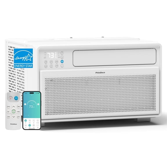 PhiloDeco Energy Star Window Air Conditioner, 10000 BTU Window Air Conditioner with Wifi 440 sq ft. Inverter Ac ,  Remote Control, Ultra Quiet & Easy Installation, ECO/24 Timer/Auto Restart