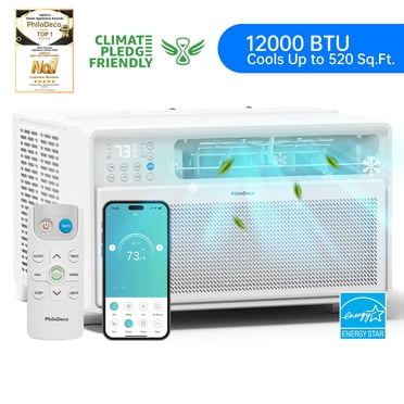 PhiloDeco Energy Star Window Air Conditioner,12000 BTU 520 sq ft. Air Conditioner Window unit with Wifi Inverter Ac, Remote Control, Ultra Quiet & Easy Installation, ECO/24 Timer/Auto Restart