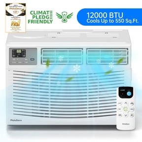 PhiloDeco 12000 BTU Window Air Conditioner 550 Sq Ft. Intelligent Ac Units, LED Display Screen, Operates Quietly, Energy-Saving. Timer • Sleep and ECO.with Remote Control, Dehumidifier