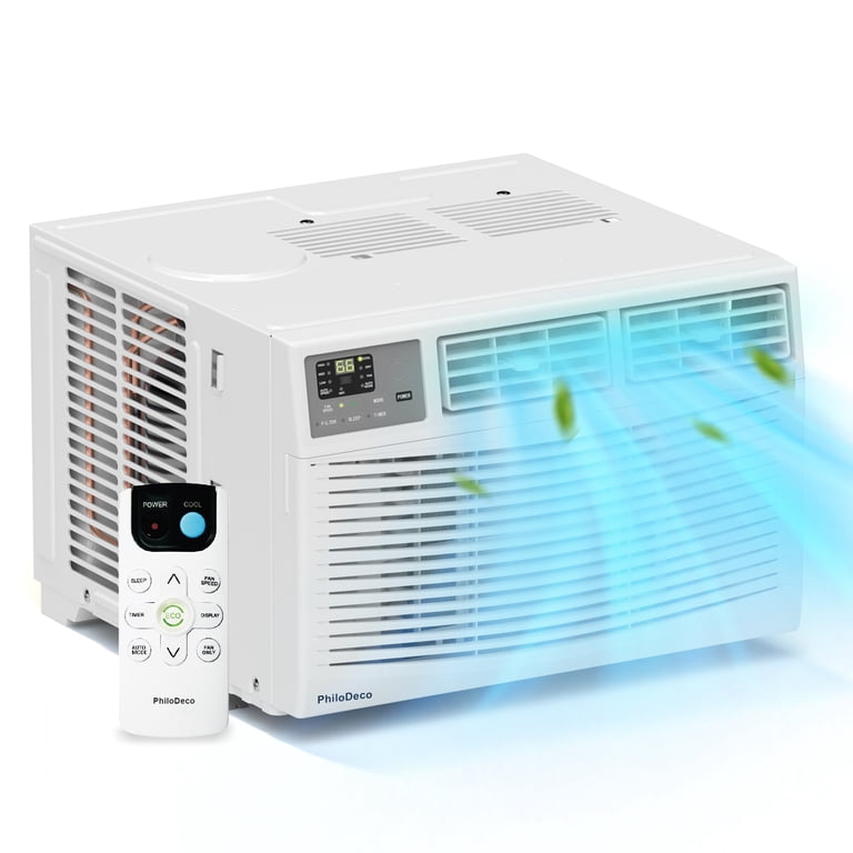 PhiloDeco 14000 BTU Window Air Conditioner 700 sq ft. Ac Units Intelligent  , LED Diswplay Screen, with Remote Control, Can Be Used as a Dehumidifier/Fan, Operates Quietly, Energy-Saving. 24 Timer
