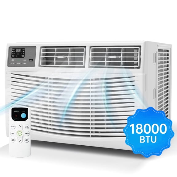 PhiloDeco 18000 BTU Intelligent Window Air Conditioner Cools 1000 sq. ft., LED Display Screen, Remote Control, 3-in-1 Dehumidifier/Fan, Quiet Operation, Energy-Saving, 24-Hour Timer, 208/230 VOLTS