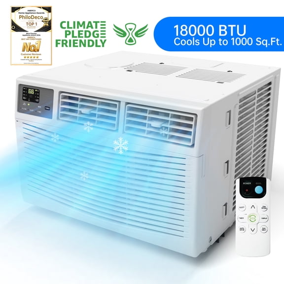 PhiloDeco 18000 BTU Window Air Conditioner 1000 sq ft. Ac Units Intelligent , LED Diswplay Screen, with Remote Control, Dehumidifier/Fan, Operates Quietly, Energy-Saving. 24 Timer, 208/230 VOLTS