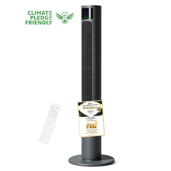 PHILODECO 45" Smart Tower Fan,Featuring Temperature and Humidity Display,4 Speed Settings and Modes,80° Oscillation,12-hour Timer, Remote Control,Sleep Mode For Bedrooms, Living Rooms and Offices