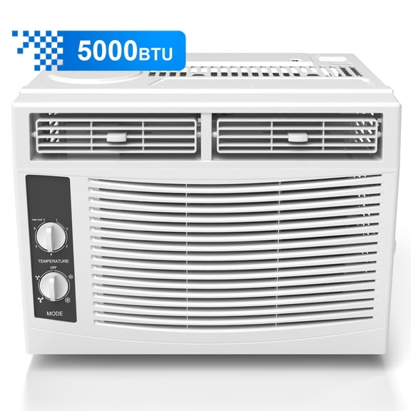 PhiloDeco 5000 BTU Window Air Conditioner Easy Cool - Capable of Cooling Up to 150 sq ft. 2 Fan Speeds, 4-Way Air Direction