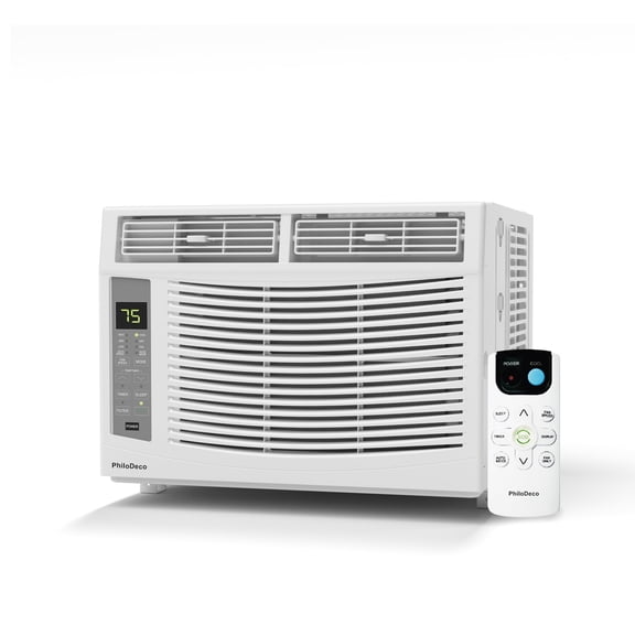 PhiloDeco 6000 BTU Window Air Conditioner Cool to 250 sq ft Intelligent, LED,Remote Control
