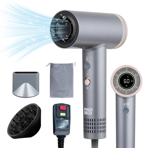 PhiloDeco Hair Dryer with Diffuser, 500 Million Negative Ionic Hair Dryer, Professional Hair Dryer 110000RPM Blow Dryer, Fast Drying High-Speed Hair Dryer for Women Men