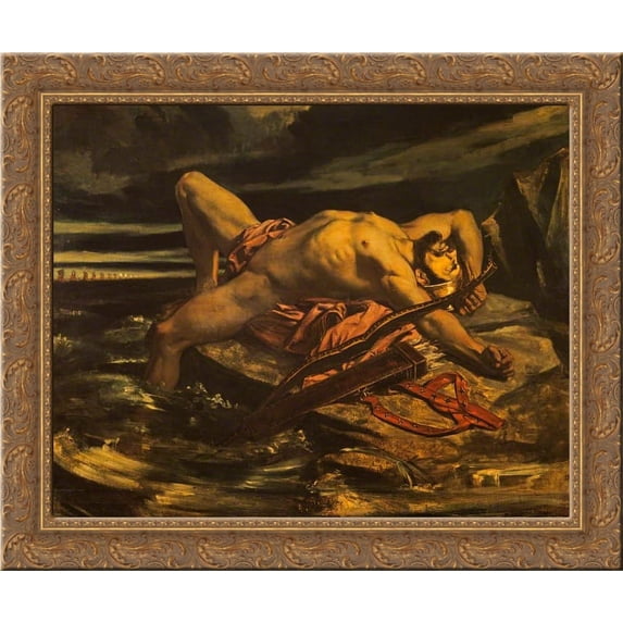 Philoctetes Left on the Isle of Lemnos by the Greeks on their Passage Towards Troy 24x20 Gold Ornate Wood Framed Canvas Art by David Scott
