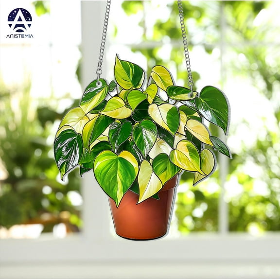 Philodendron Brasil Plant Acrylic Suncatcher Botanical Window Hanging for Plant Lovers, Greenery Home Art, Modern Garden-Themed Decor