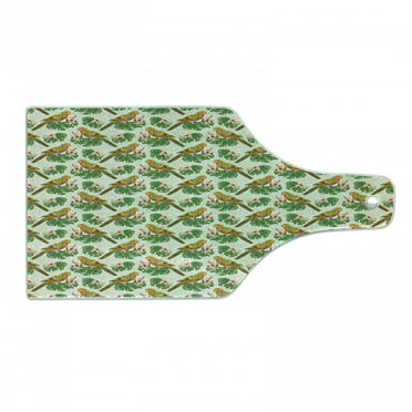 Philodendron Cutting Board, Pattern of Exotic Parrot on Floral and Leafy Branch, Decorative Tempered Glass Cutting and Serving Board, in 3 Sizes, by Ambesonne