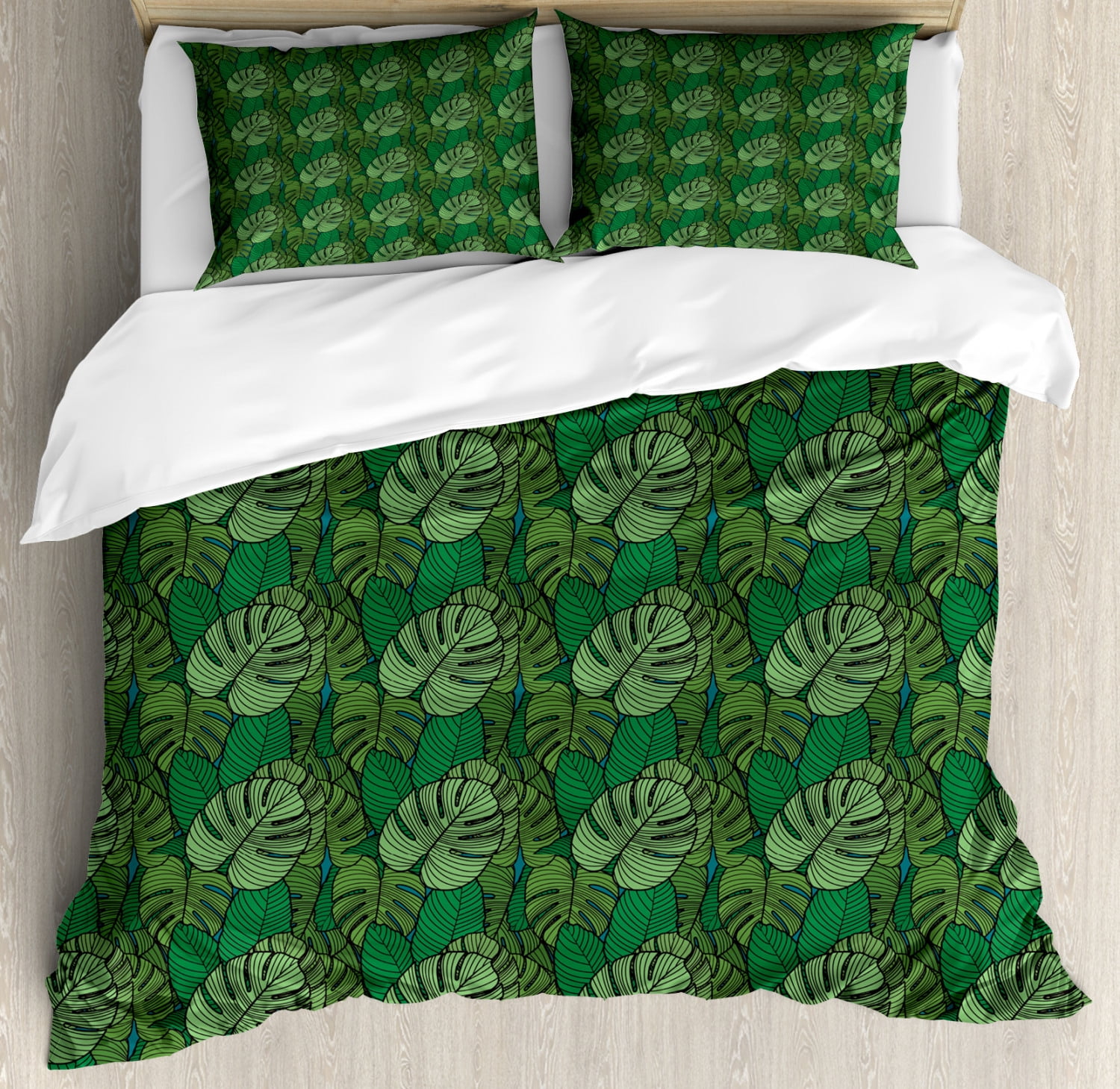 Philodendron Duvet Cover Set Queen Size, Tropical Monstera Leaves ...